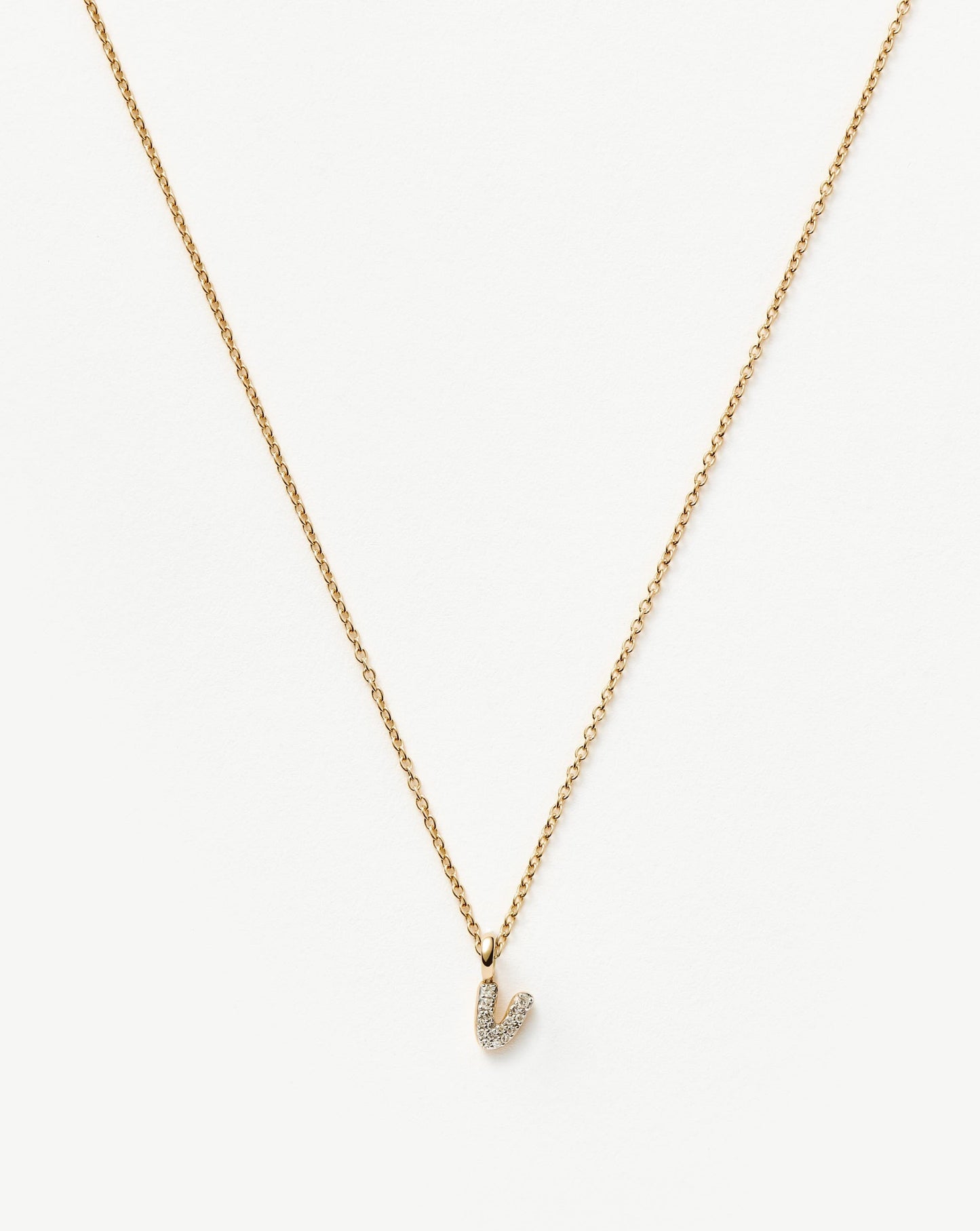 Mini Diamond Initial Pendant Necklace in 14k Gold