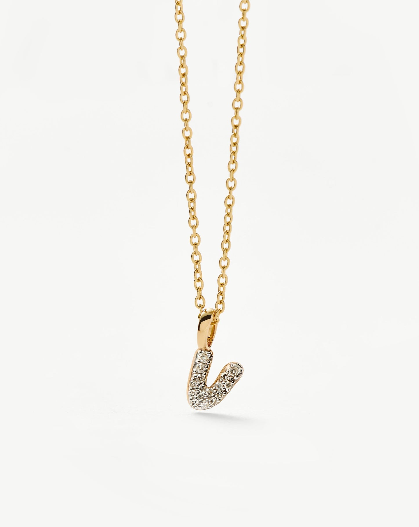 Mini Diamond Initial Pendant Necklace in 14k Gold