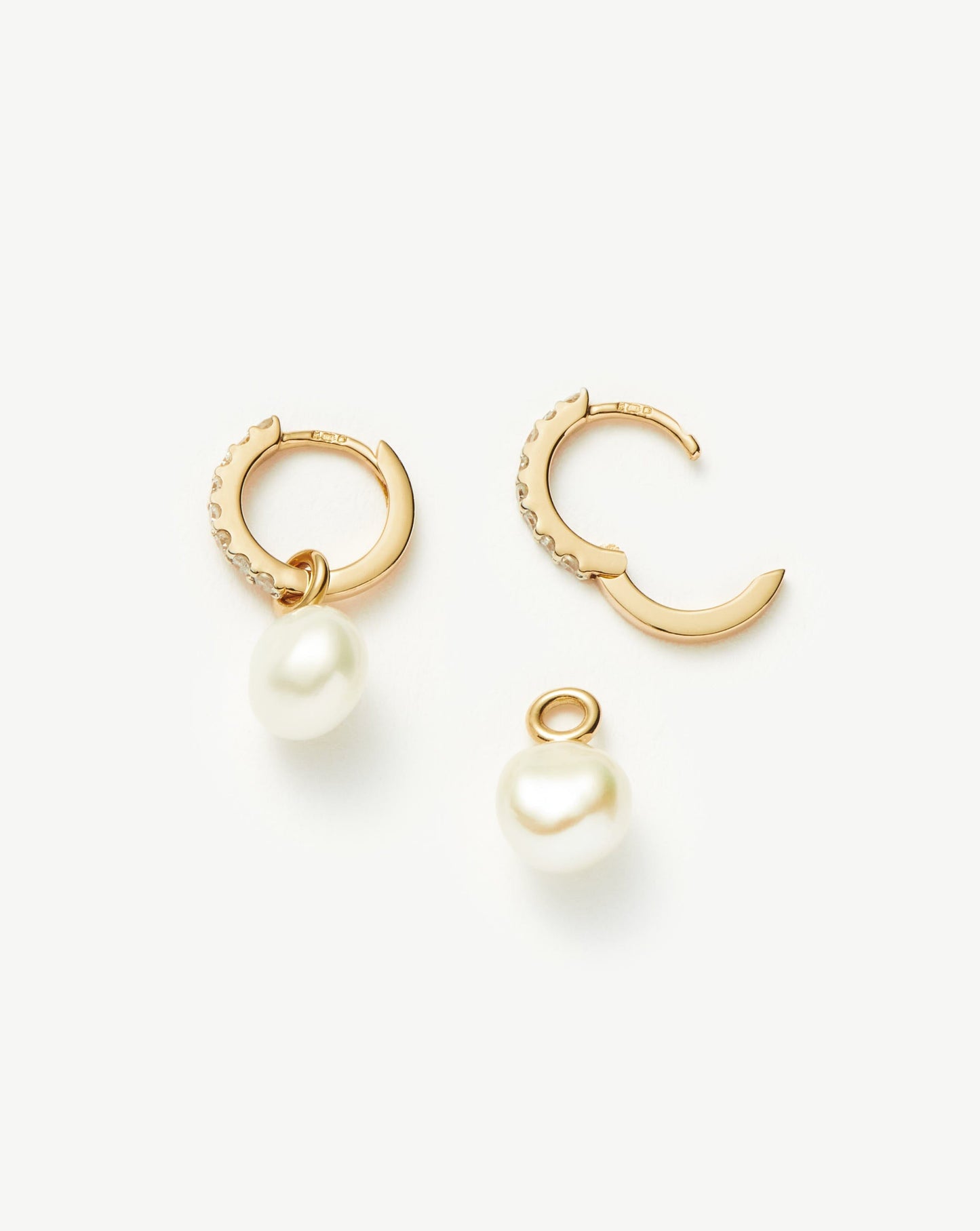 Elegant Diamond and Pearl Hoop Earrings in 14k Gold