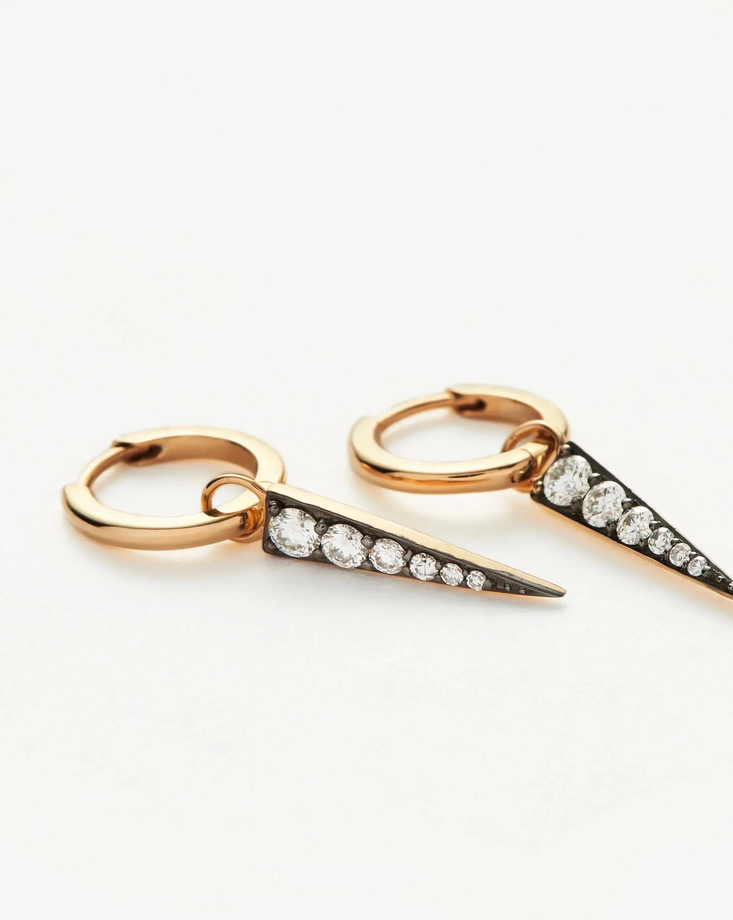 Diamond Spike Charm Hoop Earrings in Fine Style