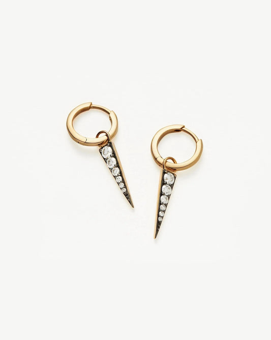 Diamond Spike Charm Hoop Earrings in Fine Style