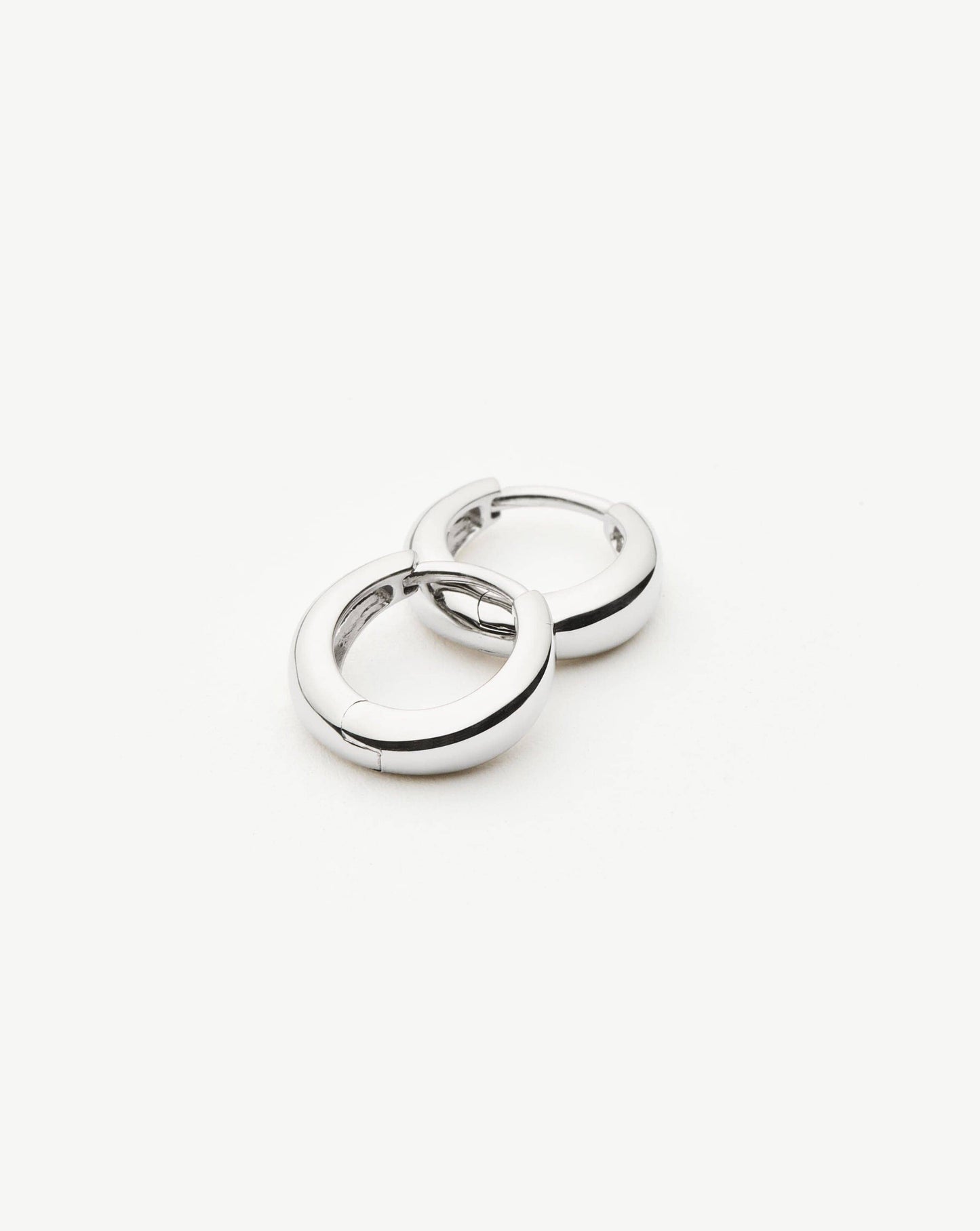 Solid White Gold Fine Dome Huggie Earrings