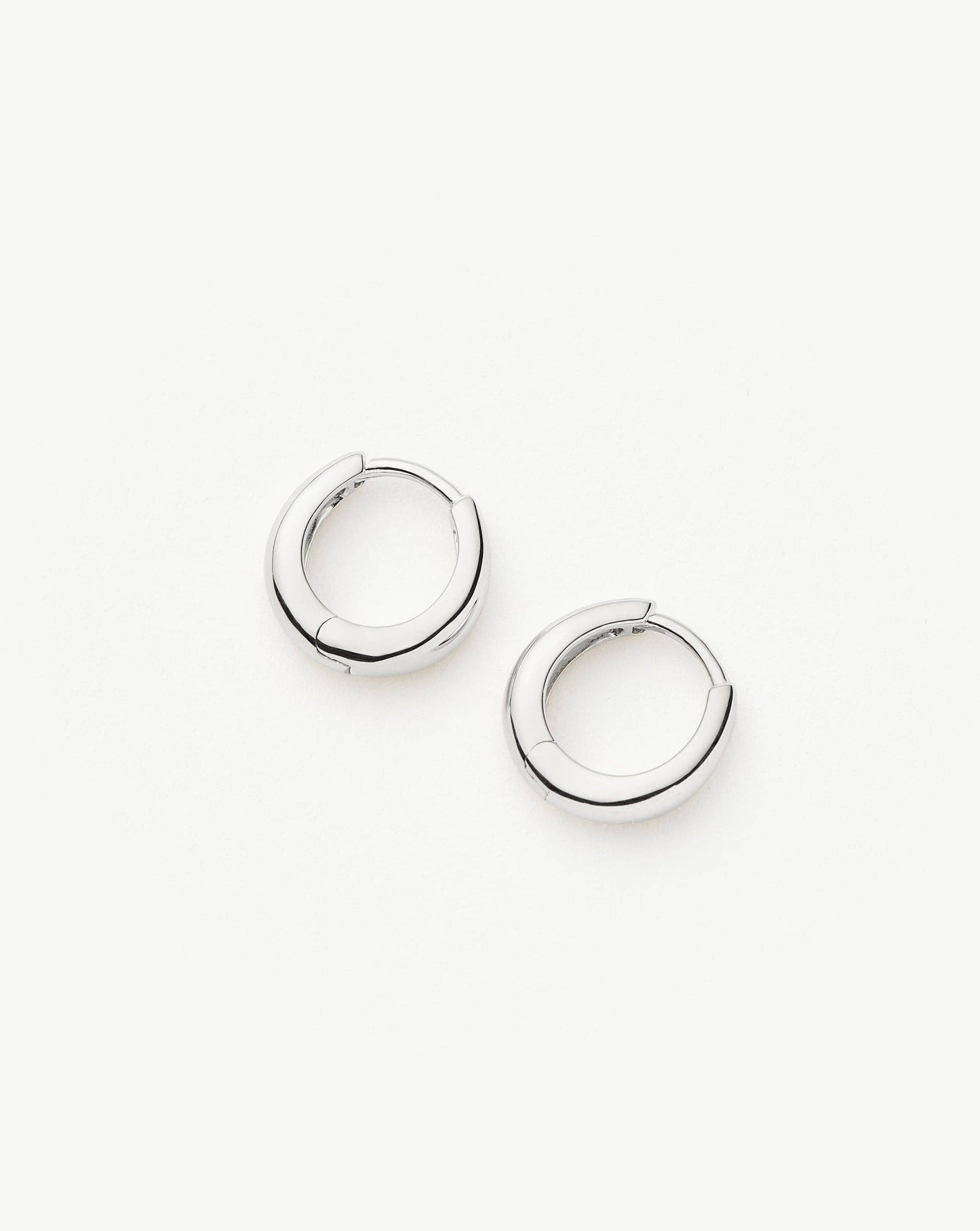 Solid White Gold Fine Dome Huggie Earrings