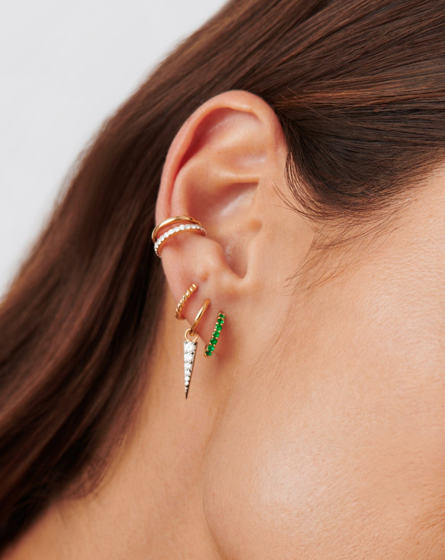 Emerald Huggie Earrings in Fine Design