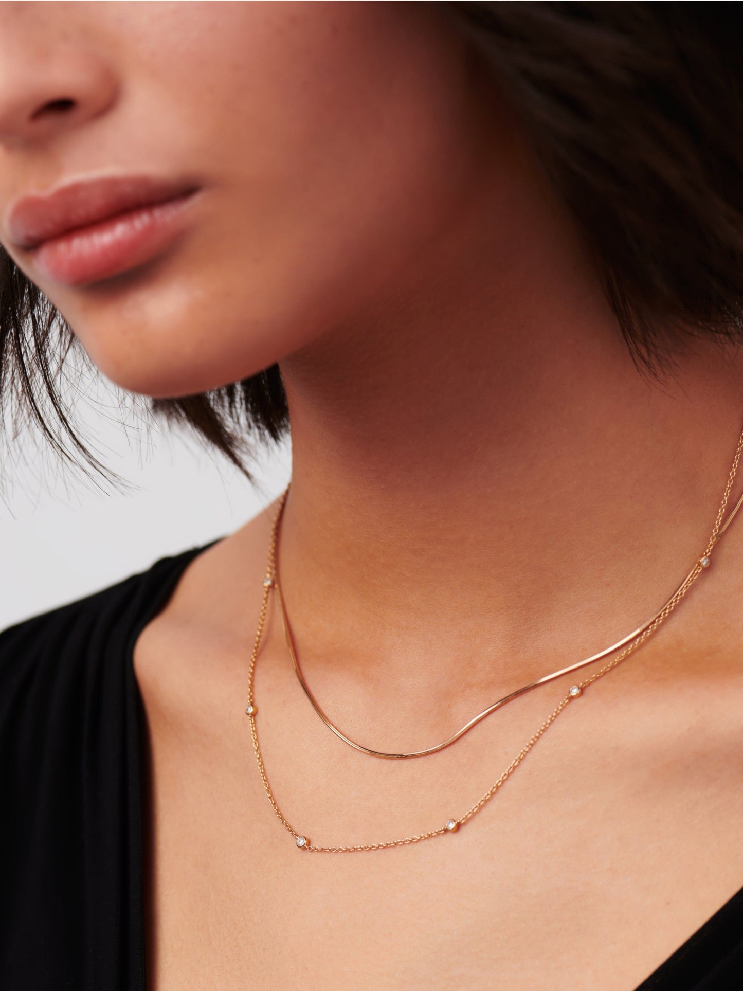 Floating Diamond Necklace in 14k Solid Gold