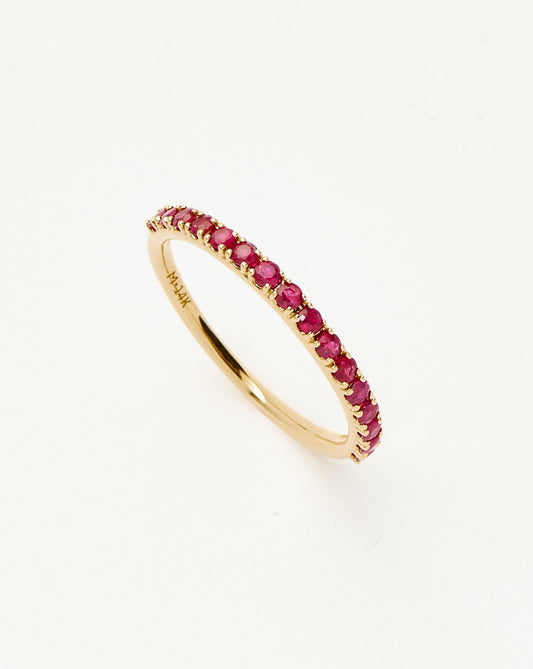 14k Solid Gold Half Eternity Ruby Ring