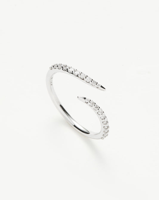 Open Claw Ring in 14k White Gold and Diamond