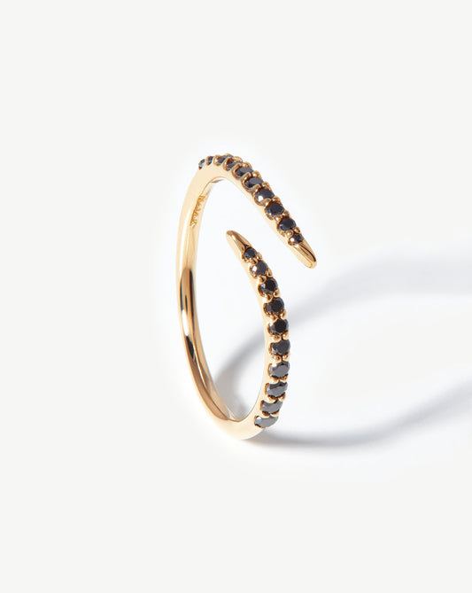 Solid Gold and Black Diamond Open Claw Ring