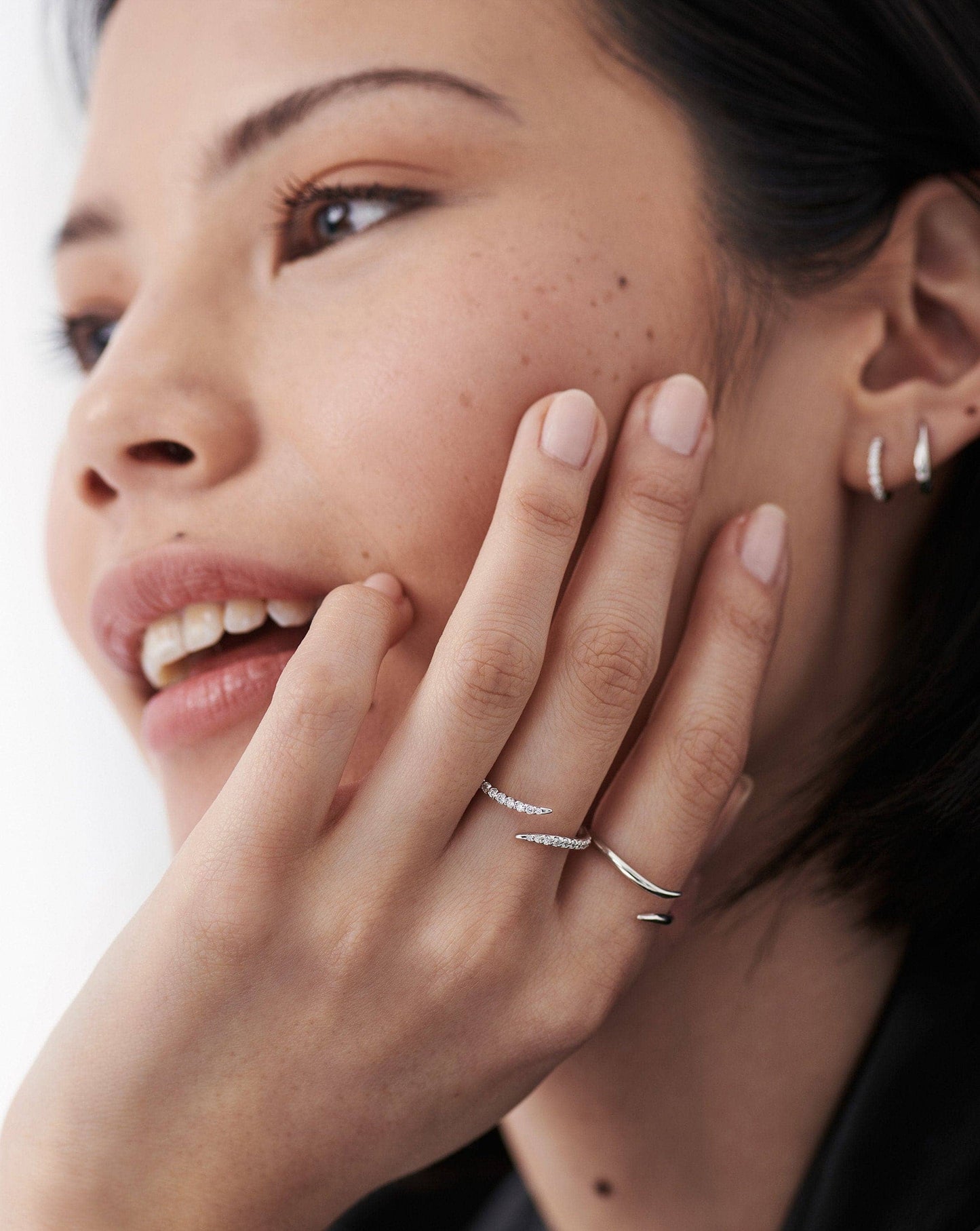 Open Claw Ring in 14k White Gold and Diamond