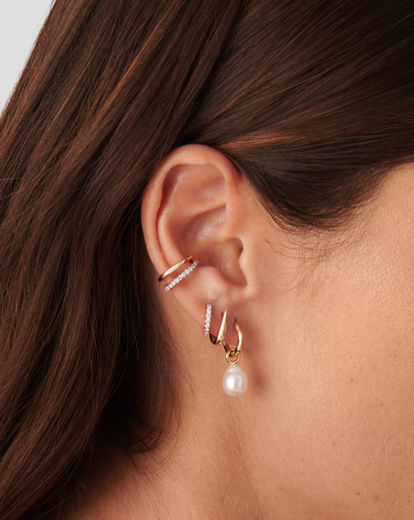 Elegant Pearl Drop Mini Hoop Earrings