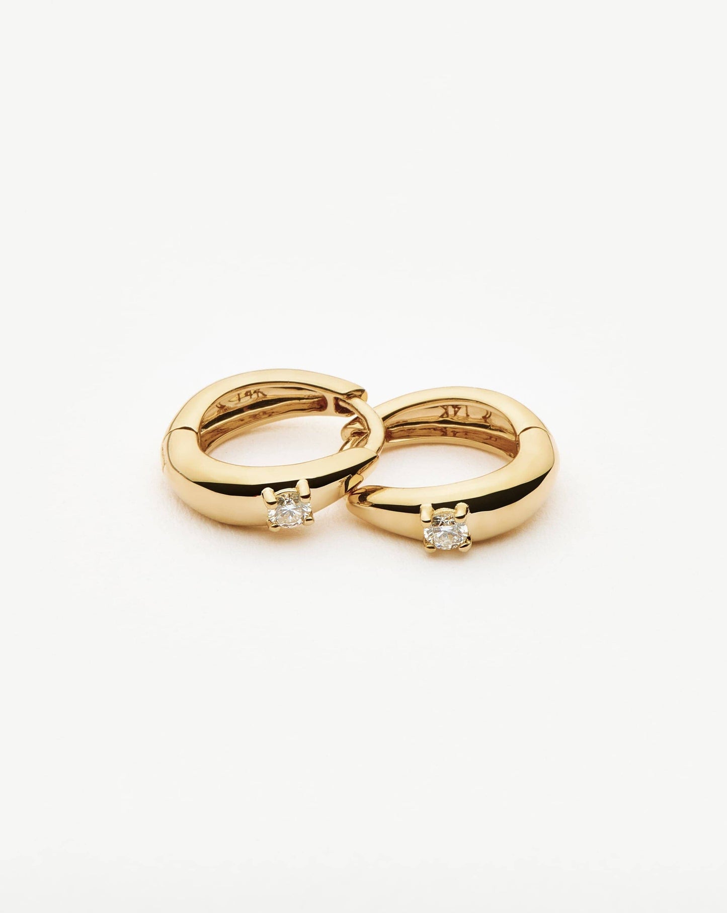 Diamond Dome Huggie Earrings in Solid Gold