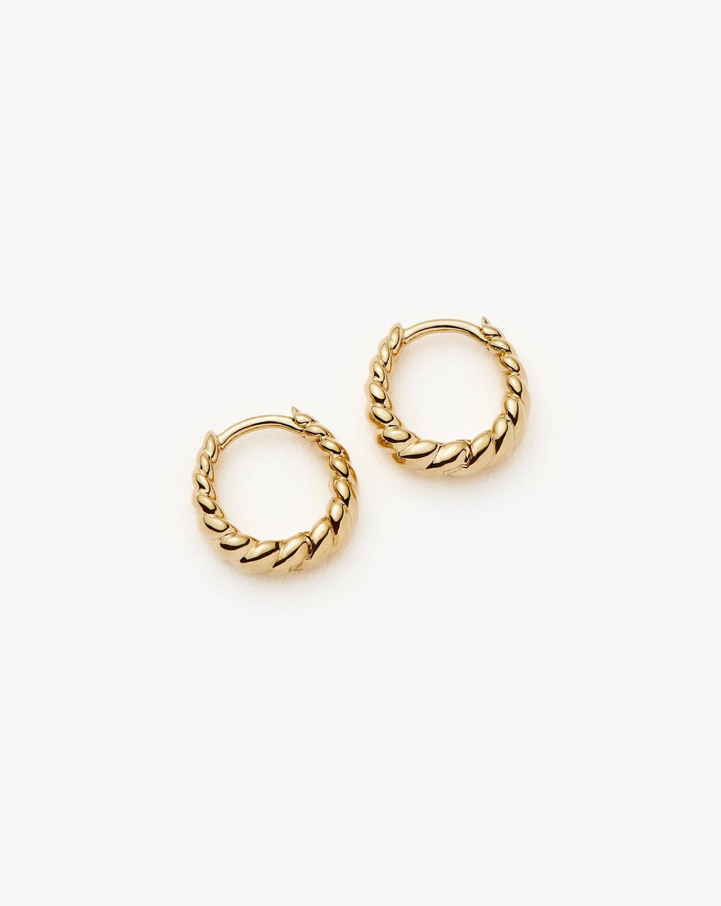 Twisted Huggie Earrings in Solid 14k Gold