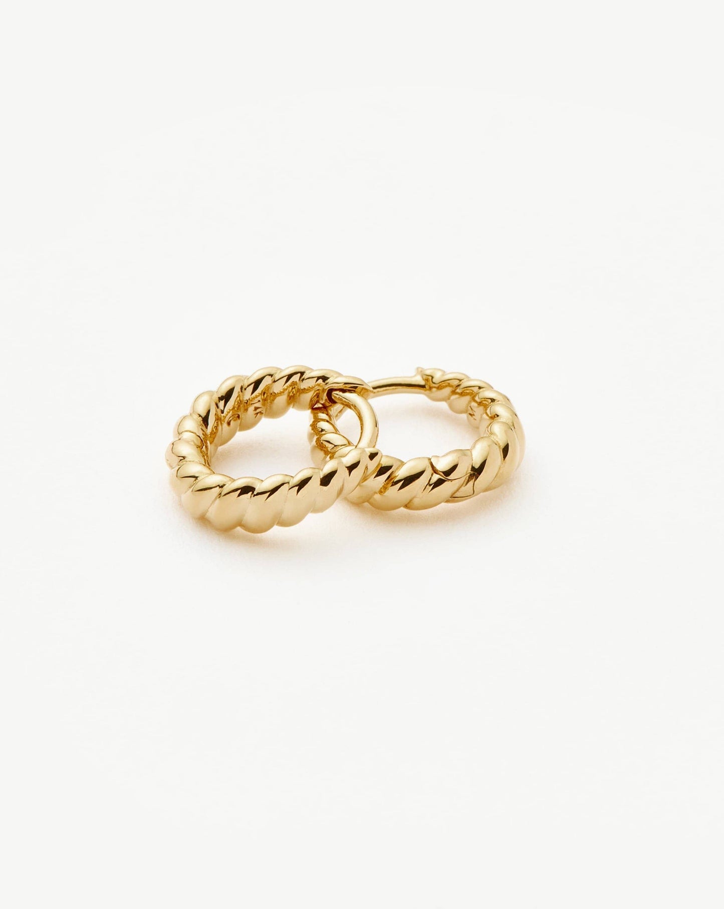 Twisted Huggie Earrings in Solid 14k Gold