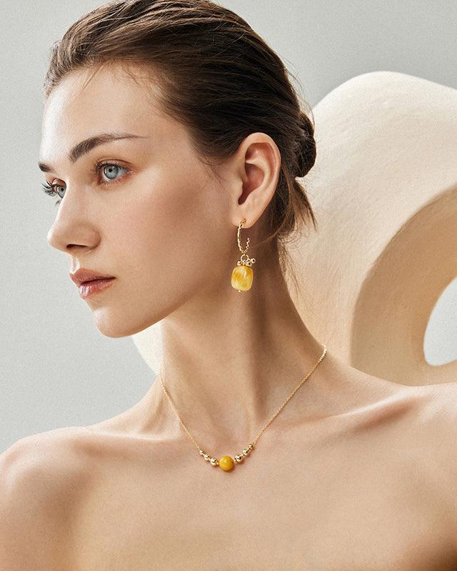 Amber Flower Earrings