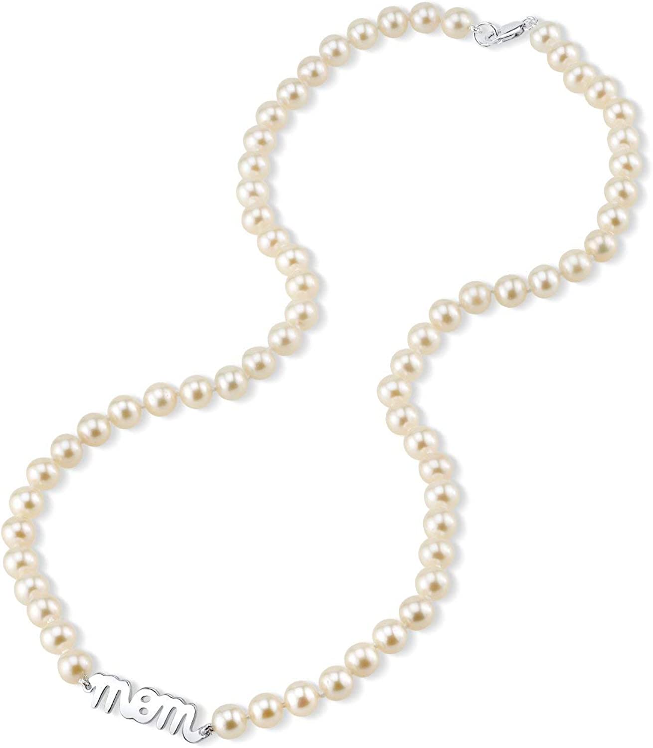 White Freshwater Cultured Pearl Mom Necklace 6.0-6.5mm