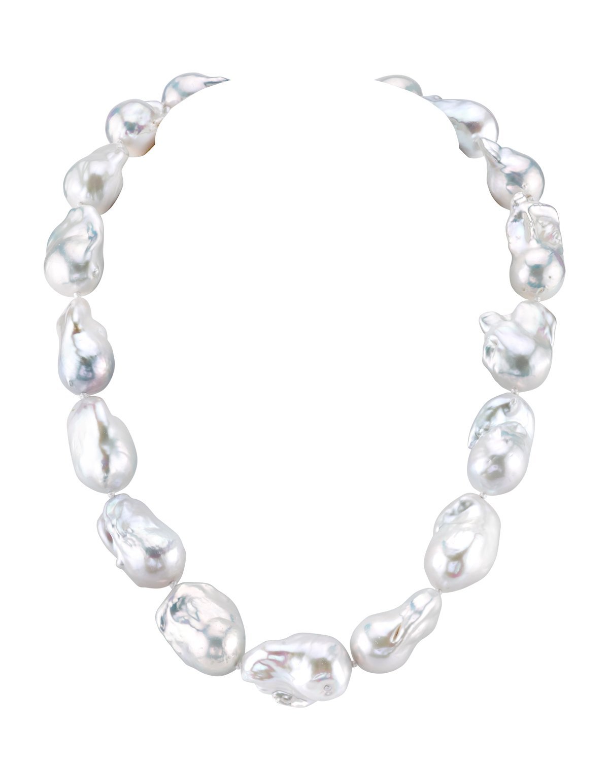 White Baroque Freshwater Pearl Necklace 13-16mm