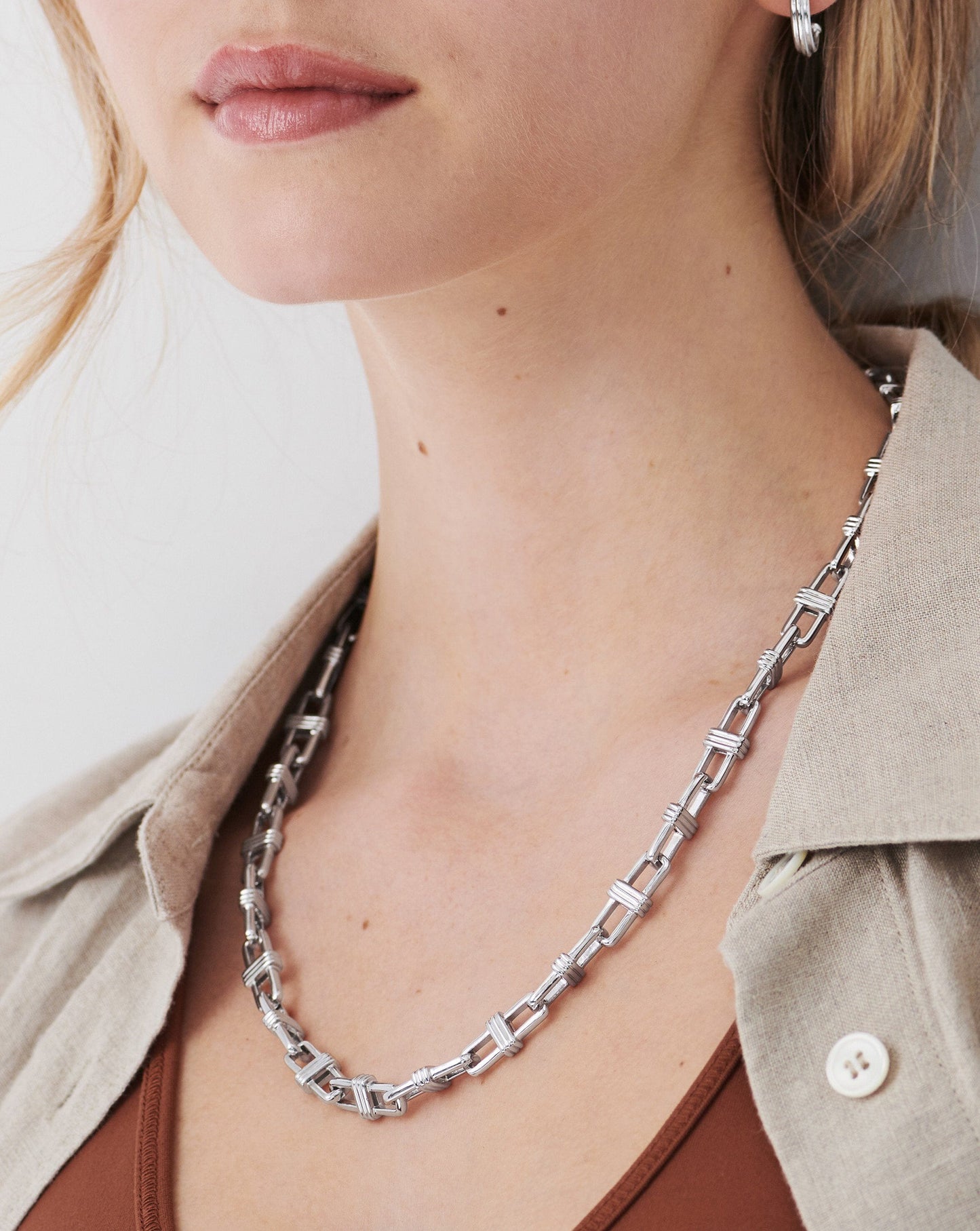 Chunky Ridge Chain Necklace in Fused Design