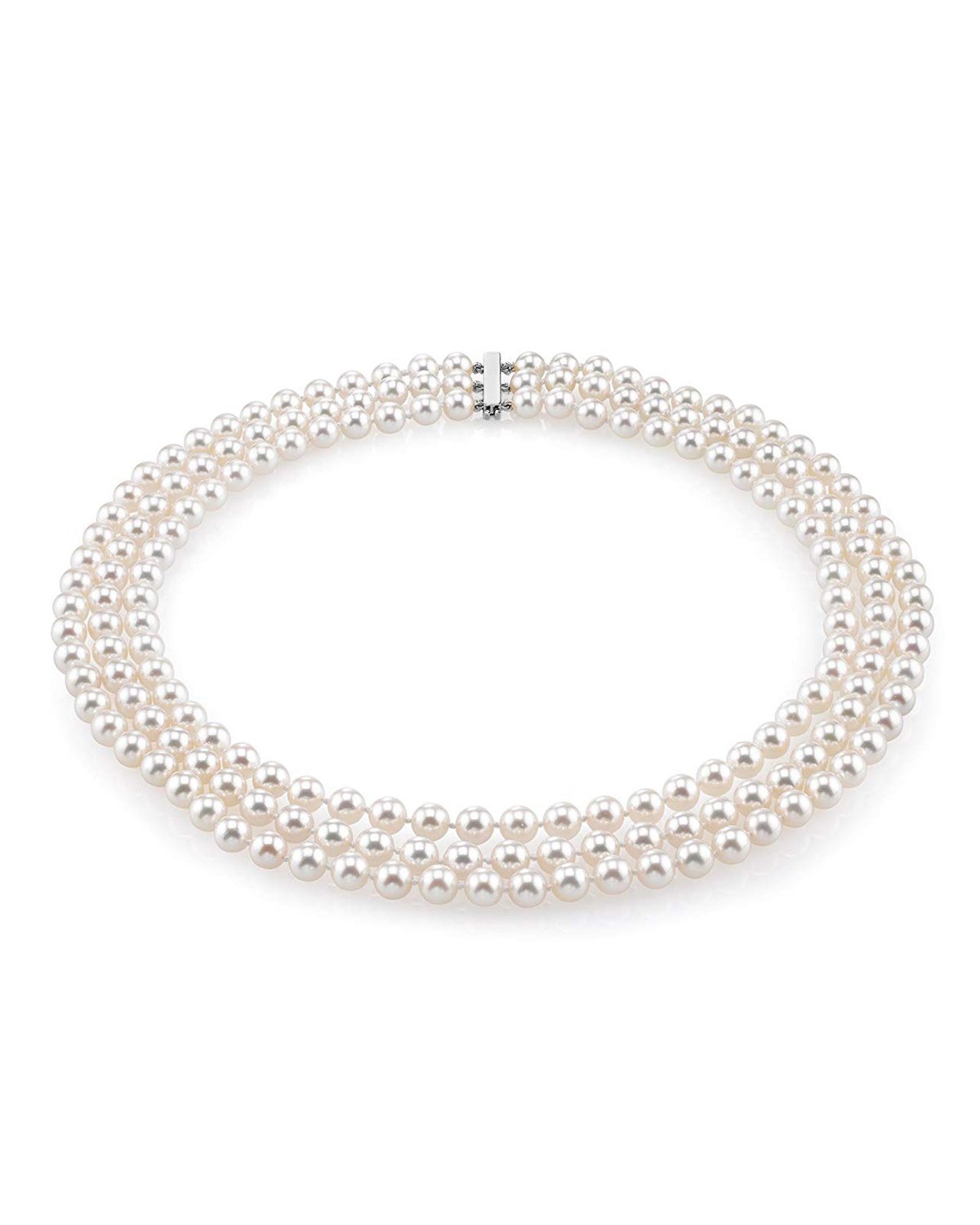 Triple Strand White Akoya Pearl Necklace Design