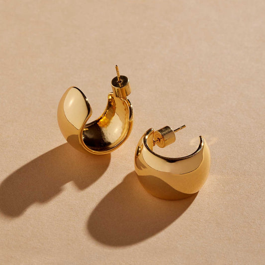 Gold Dome Hoop Earrings in Gold