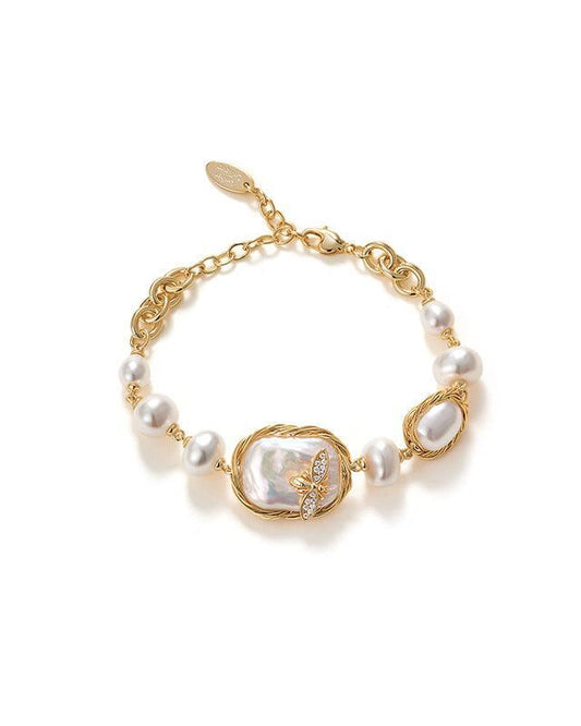 Baroque Pearl Gold Wing Bracelet