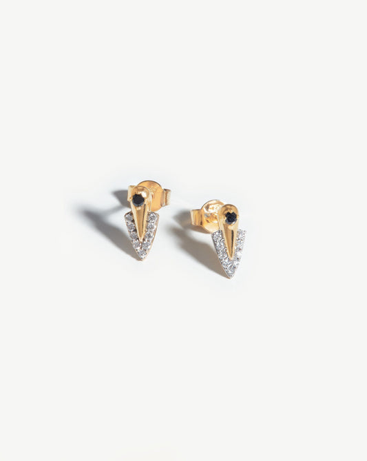 14k Gold Diamond Arrow Stud Earrings