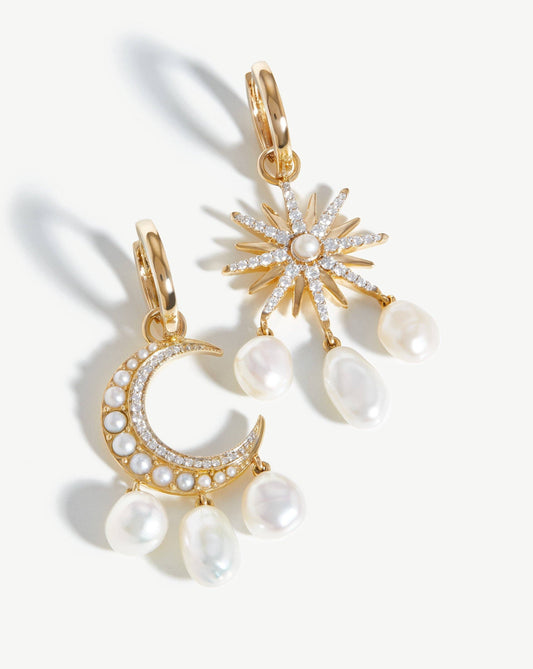 Elegant 14k Solid Gold Pearl and Diamond Earrings