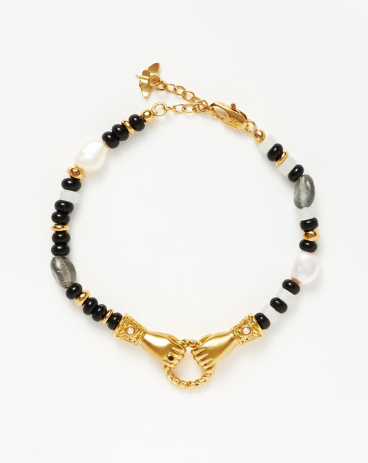 Beaded Gemstone Bracelet in Gold and Black