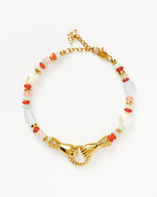 Beaded Gemstone Bracelet with Gold Plating