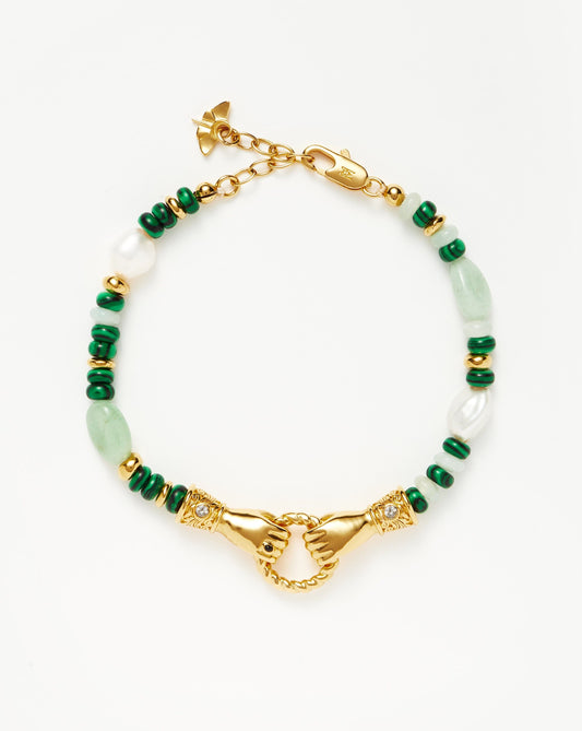 Beaded Gemstone Bracelet with Gold Plate