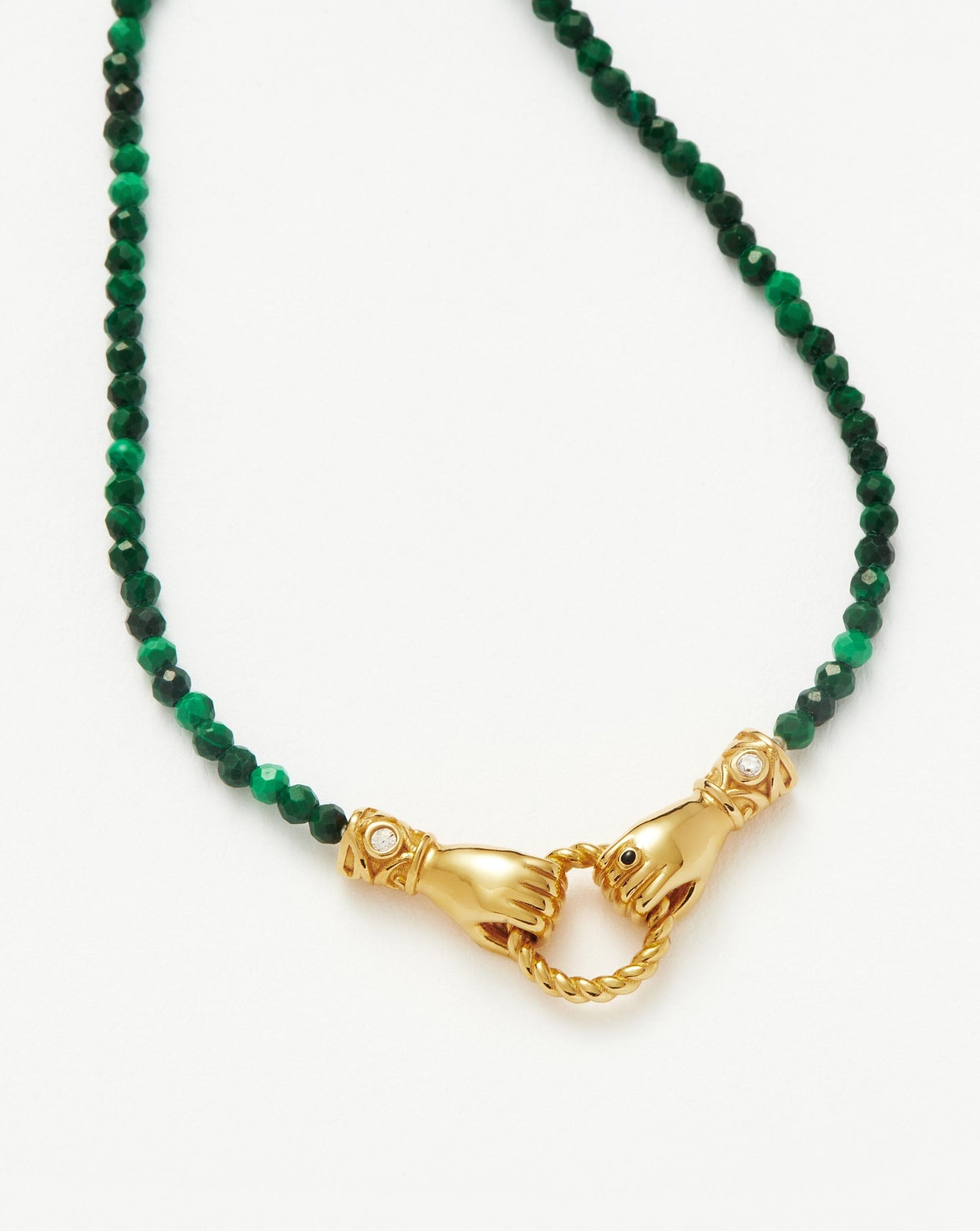 Mini Beaded Gemstone Bracelet in 18k Gold Plated Malachite