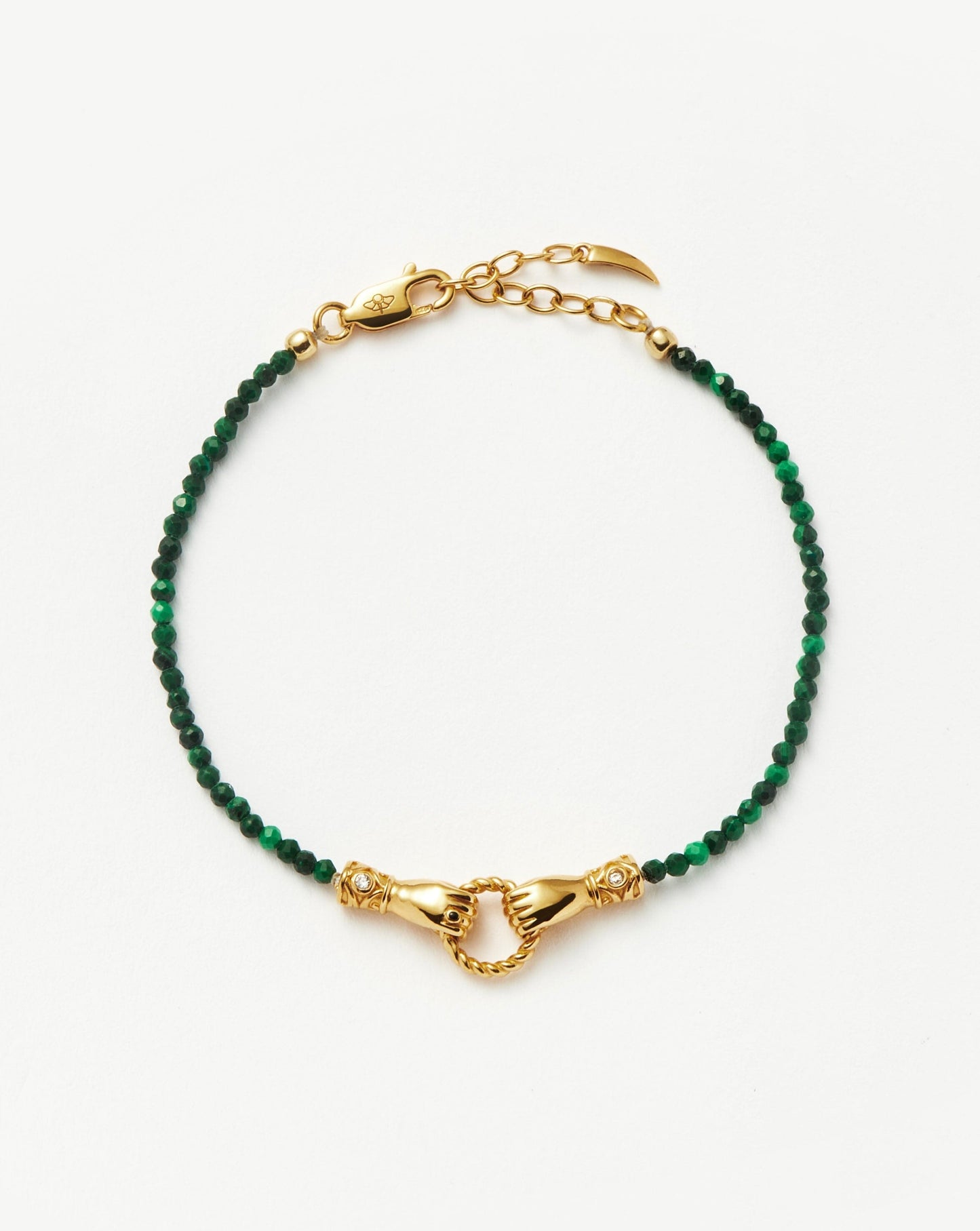 Mini Beaded Gemstone Bracelet in 18k Gold Plated Malachite