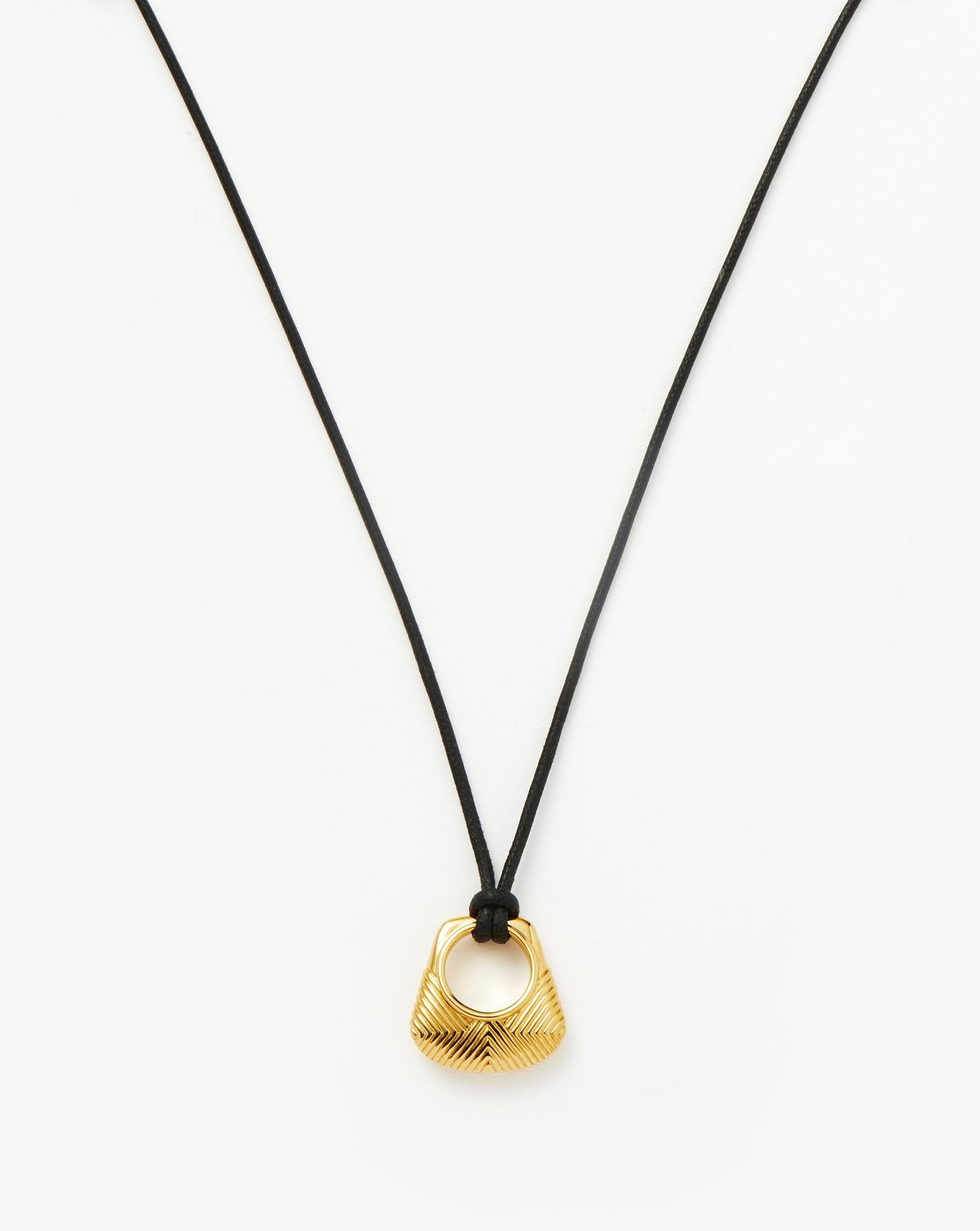 18k Gold Plated Ridge Pendant Cord Necklace