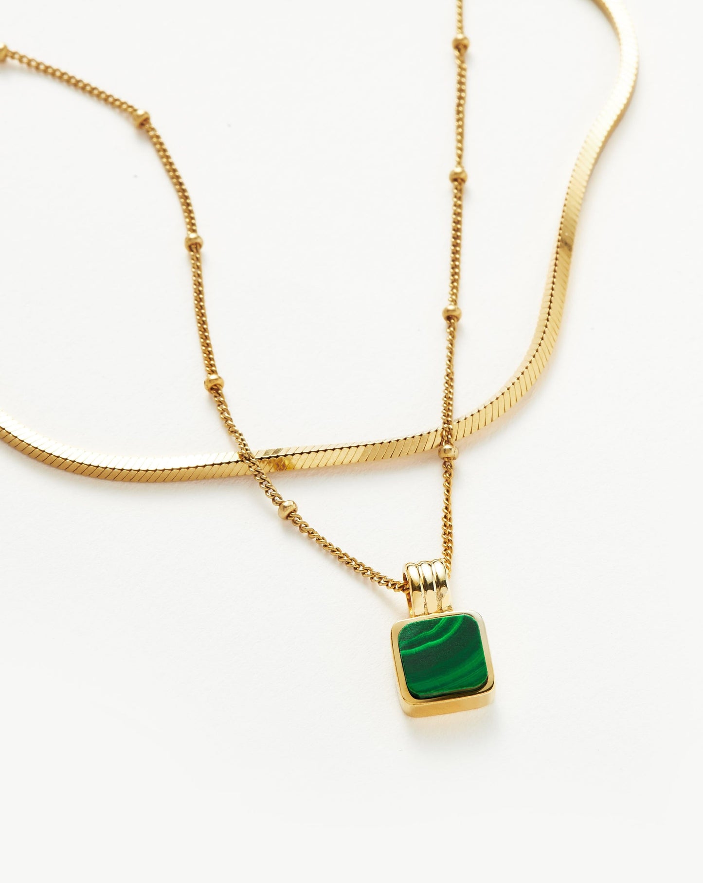 Malachite Necklace Set in 18k Gold Vermeil