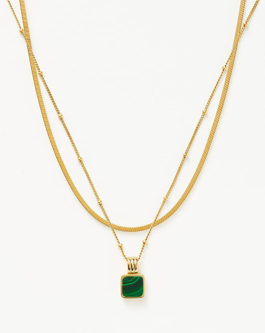 Malachite Necklace Set in 18k Gold Vermeil