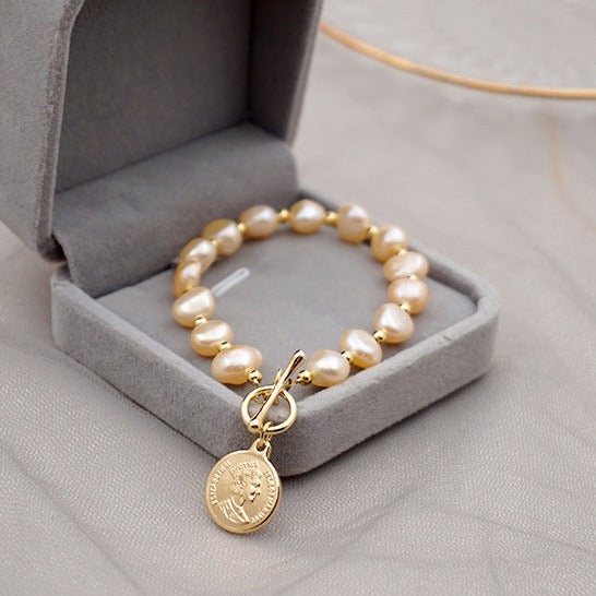 Elegant Coin Pearl Bracelet for Women