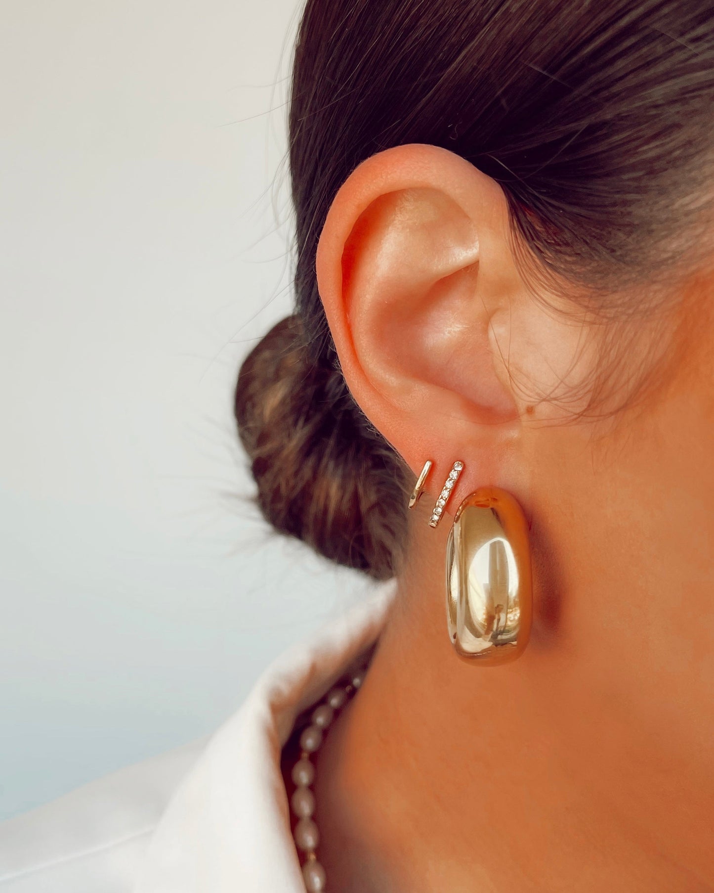 Stylish Double Bar Hoop Earrings in Silver