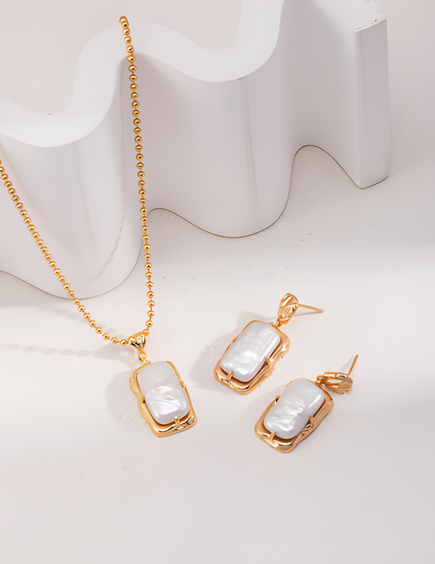 Rectangular Pearl Jewelry Set