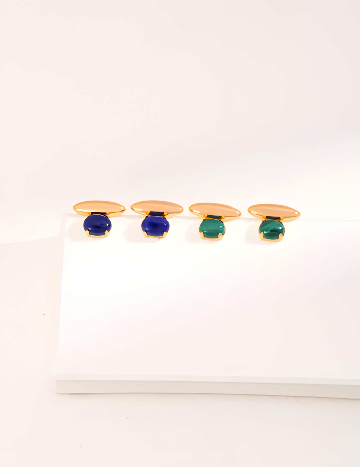 Lapis Lazuli Malachite Tapered Earrings