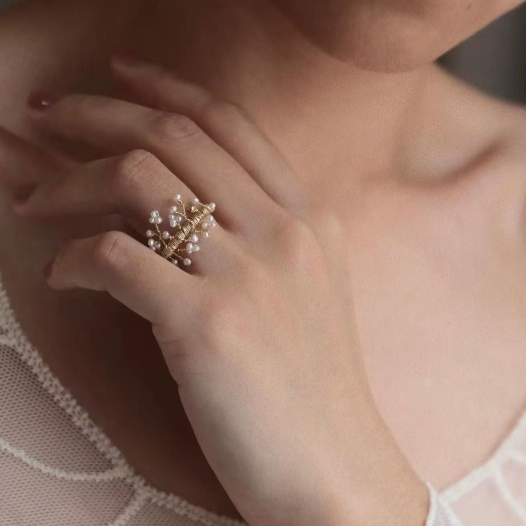 Mini Pearl Dainty Ring in Elegant Design