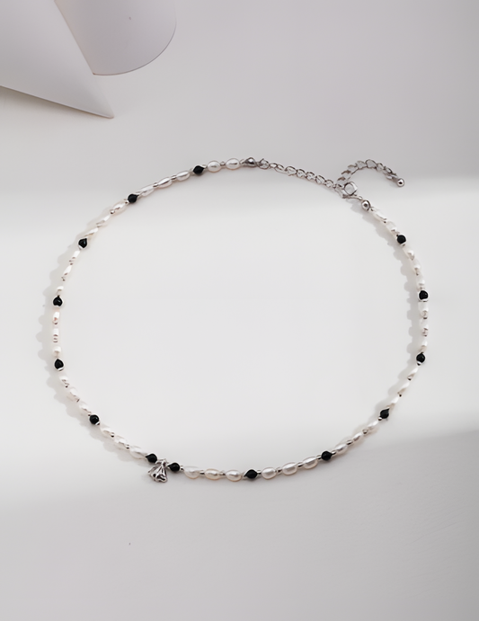 Silver Pearl and Agate Necklace