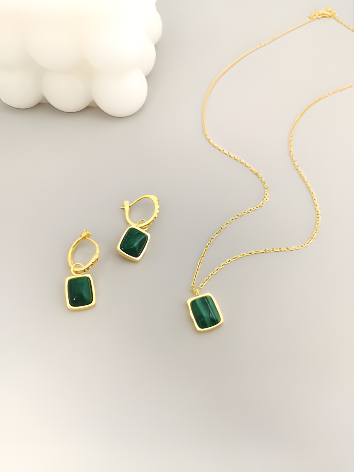 Malachite Necklace and Earring Set