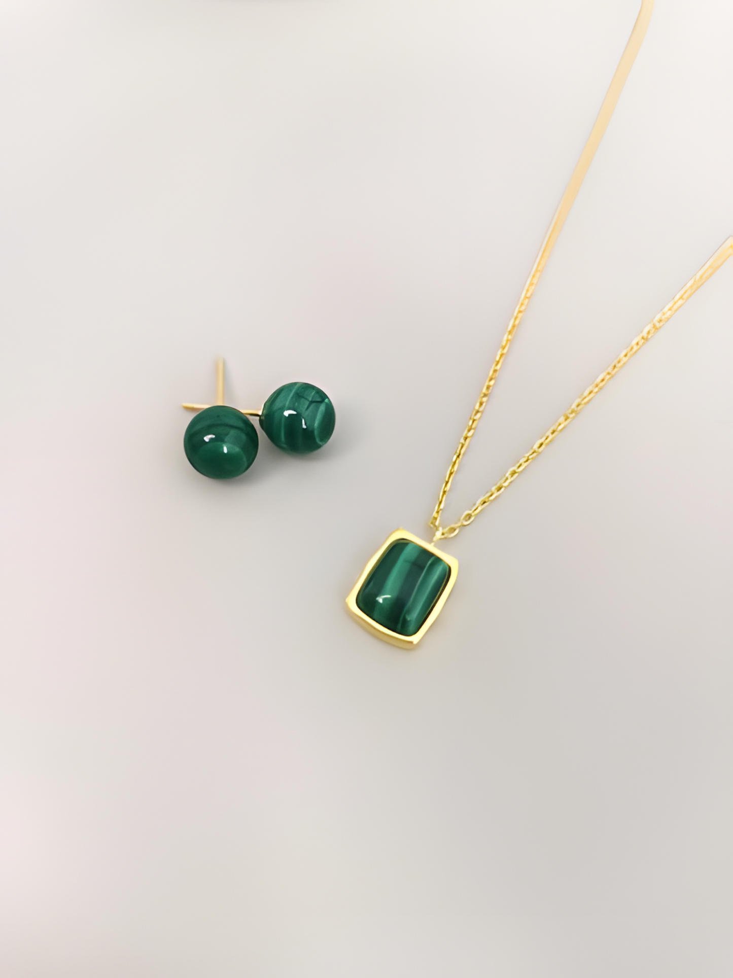 Malachite Necklace and Earring Set