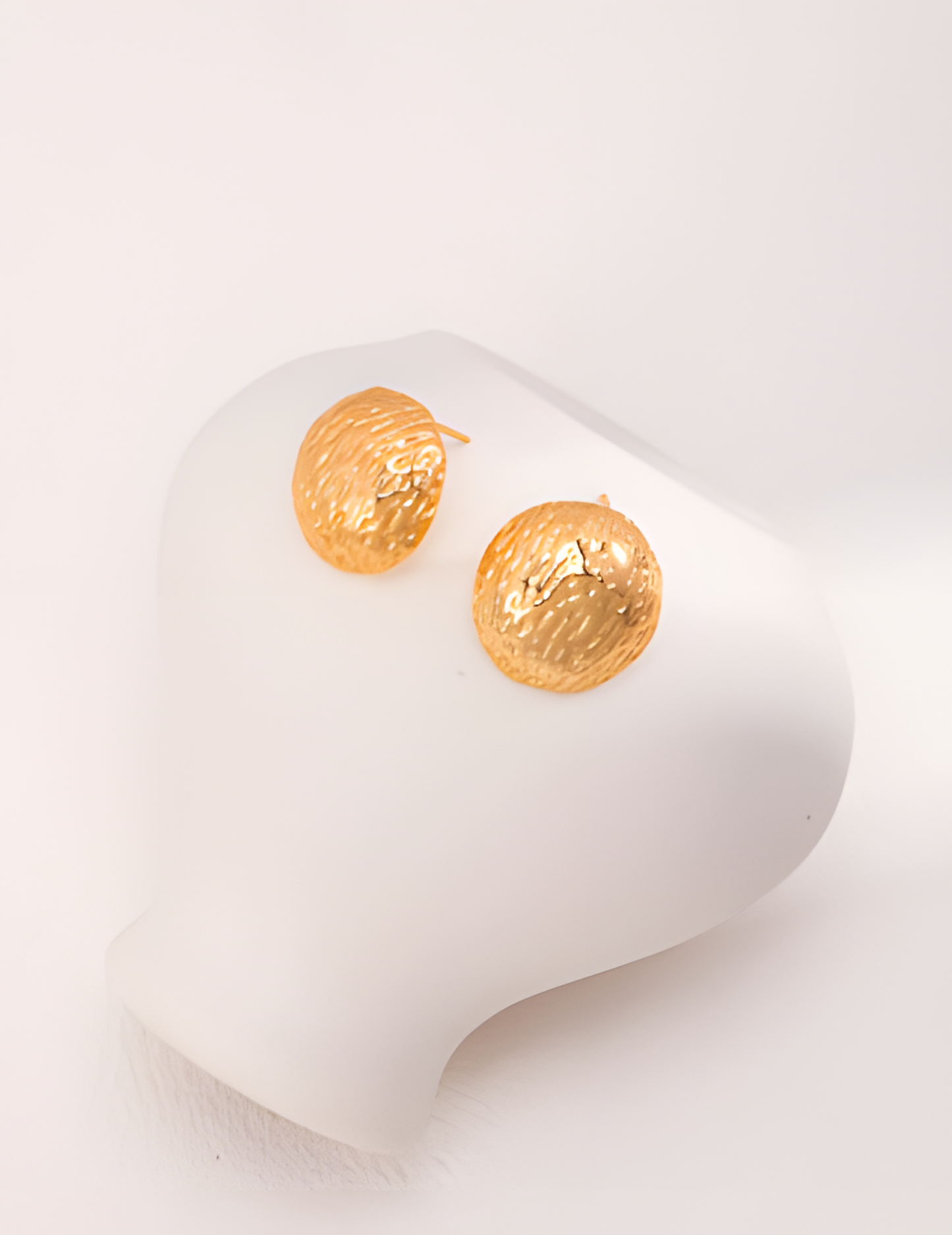 Textured Round Hand-Carved Earrings