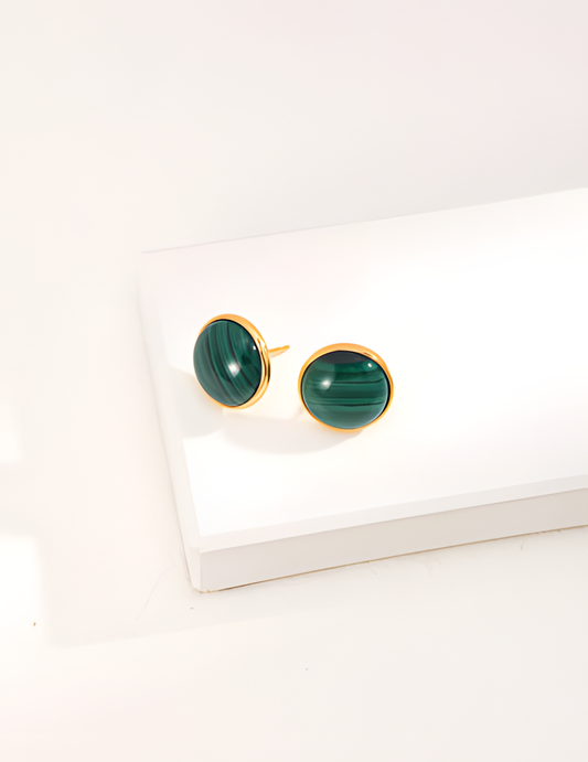 Malachite Minimalist Stud Earrings