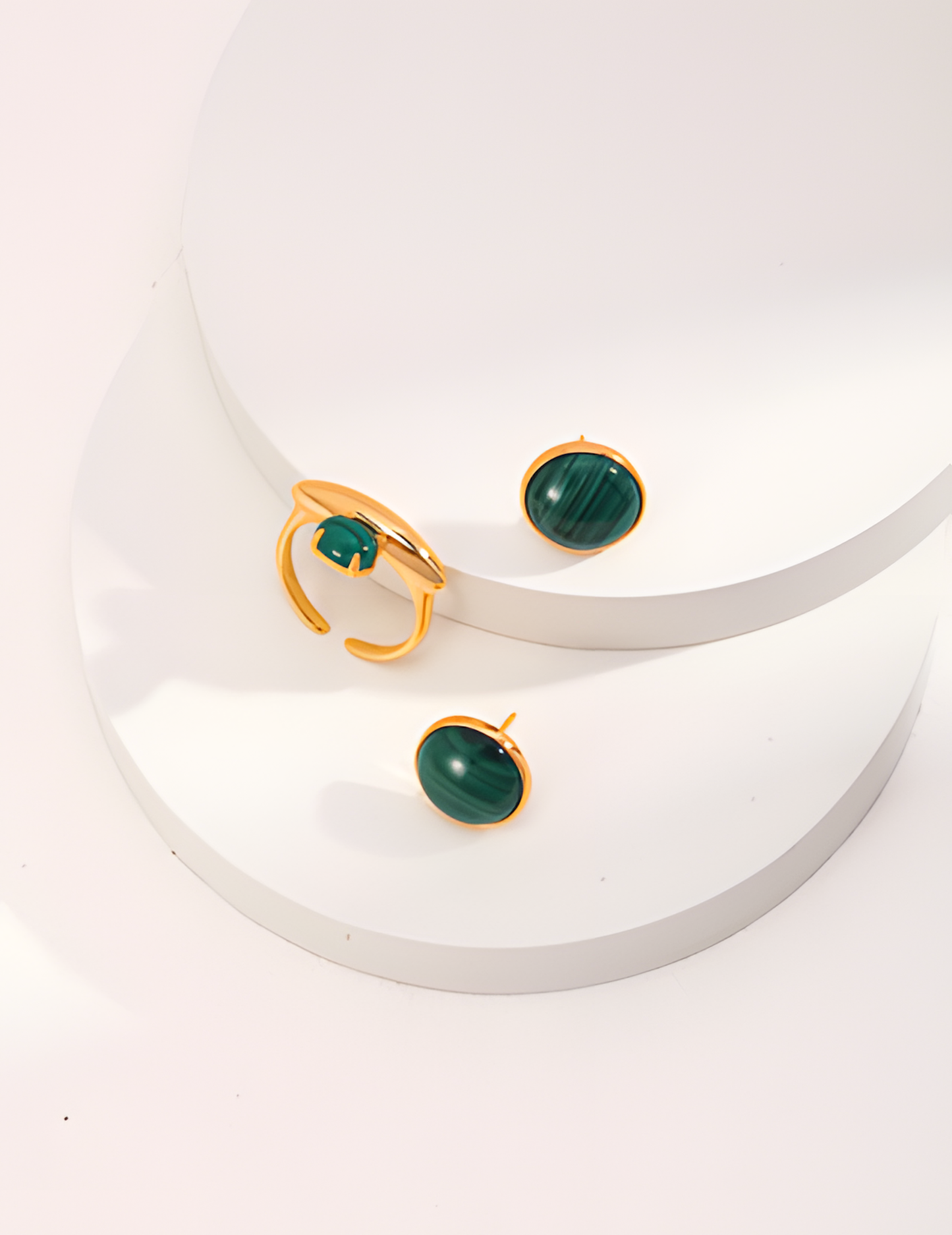 Malachite Minimalist Stud Earrings