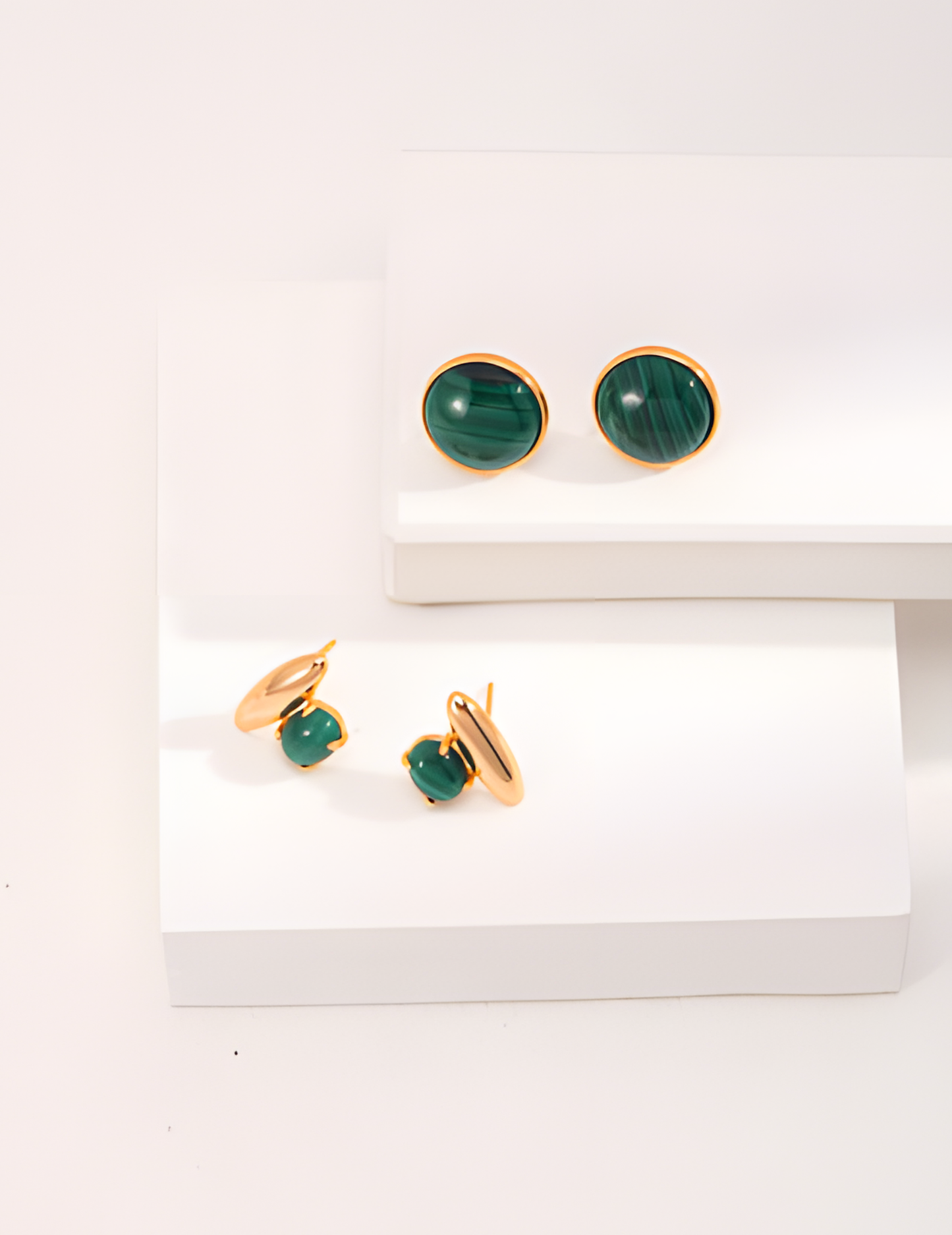 Malachite Minimalist Stud Earrings