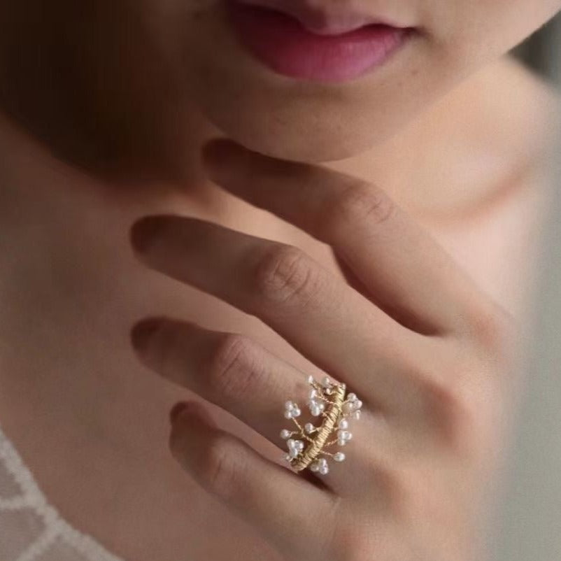 Mini Pearl Dainty Ring in Elegant Design