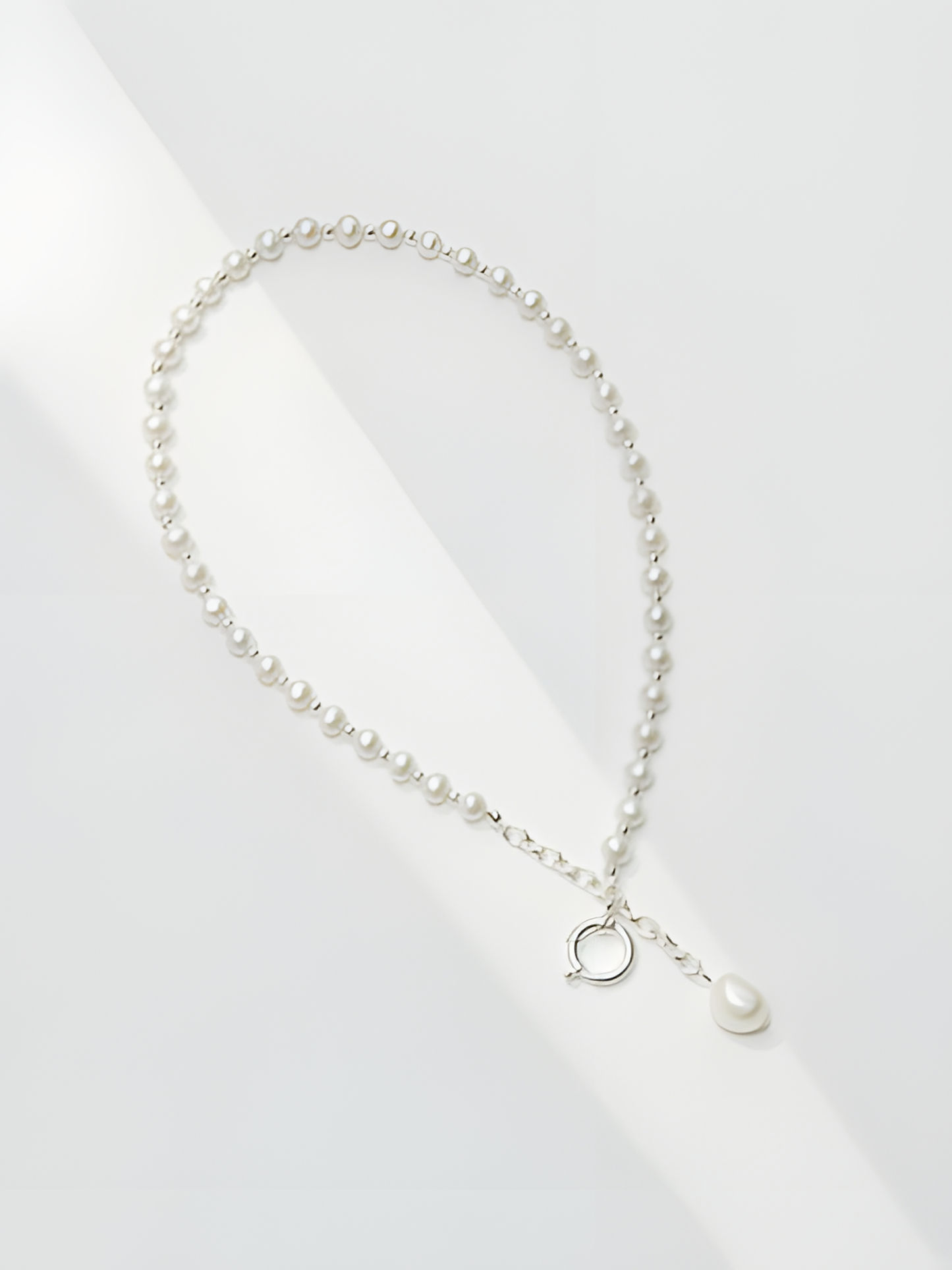 Irregular Silver Pearl Necklace