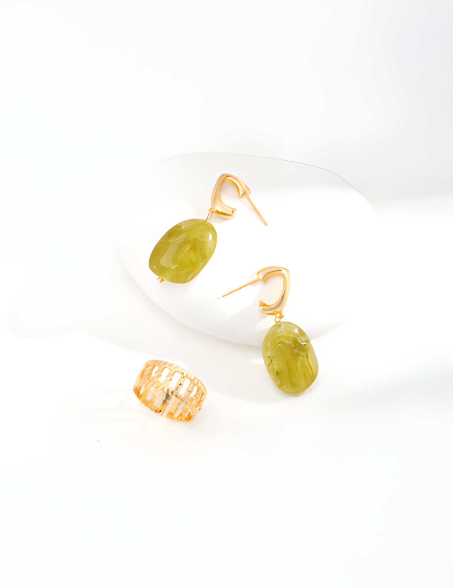 Green Resin Stud Earrings