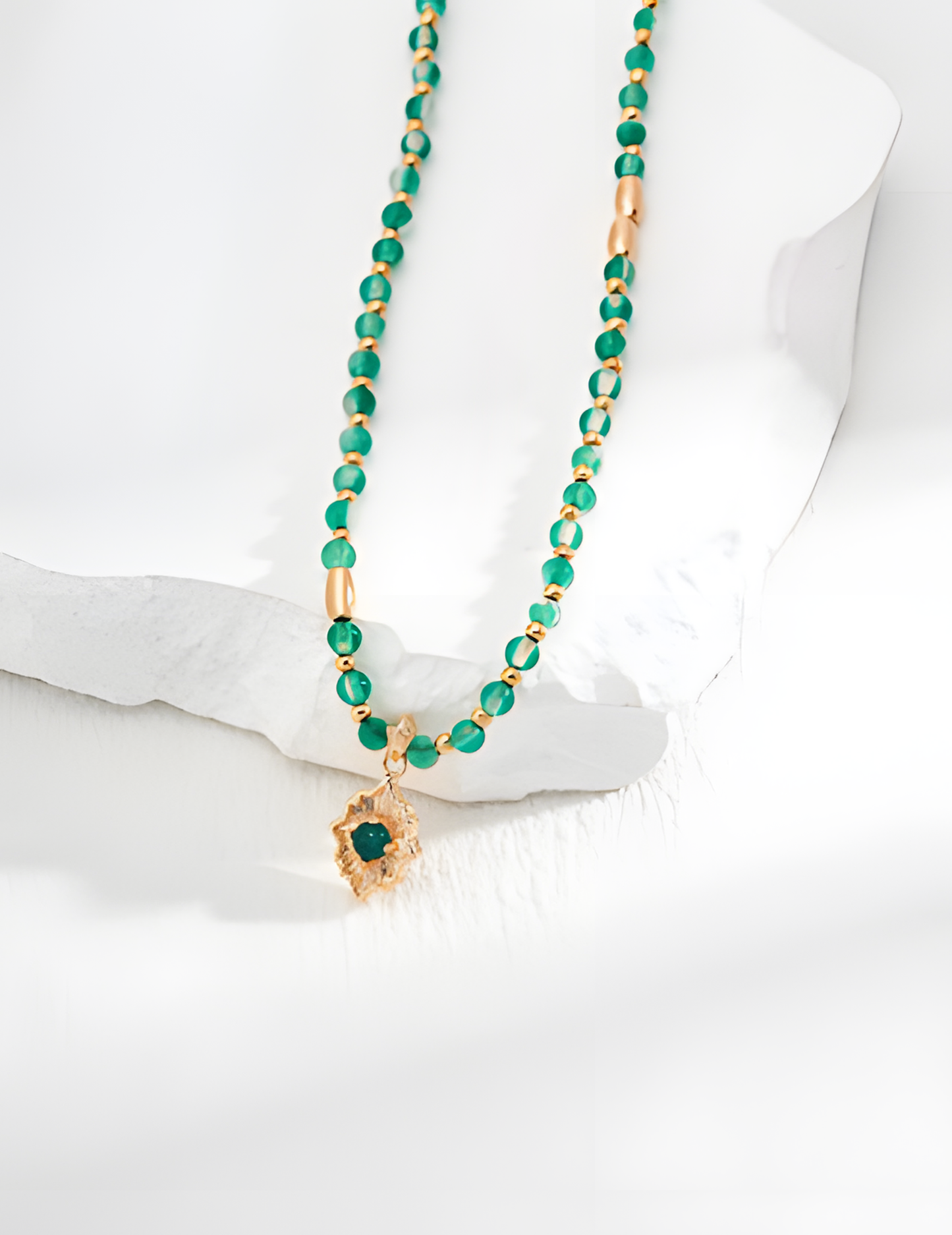 Green Onyx Sterling Silver Necklace